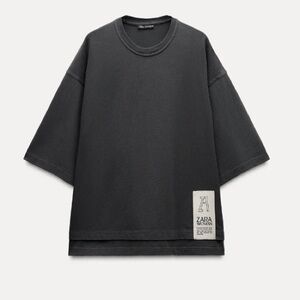 Zara cotton label shirt S dark gray oversized